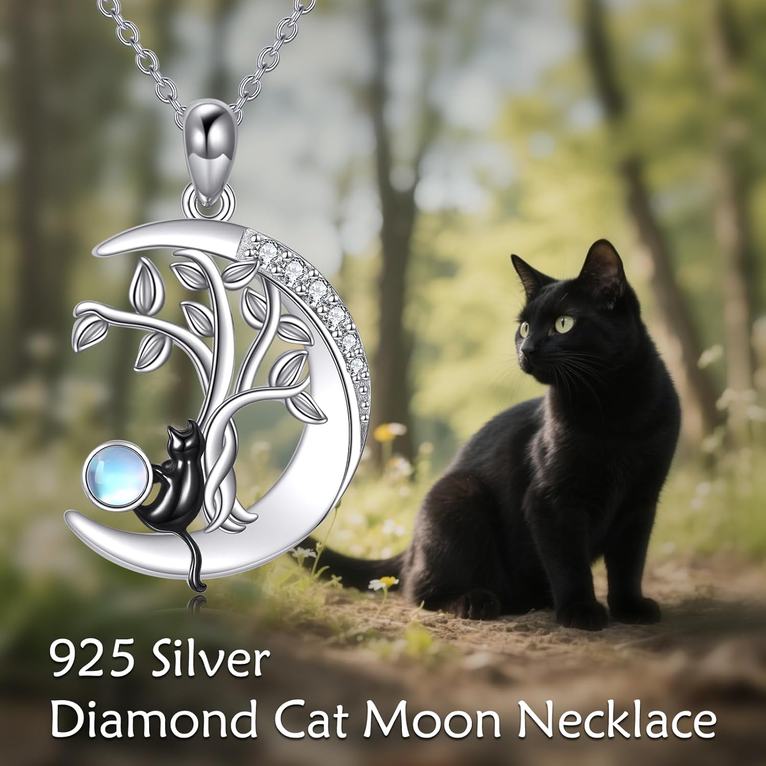 Diamond Red Cardinal/Black Cat/Mushroom/Bee Necklace for Women, 925 Sterling Silver Cute Animal Pendant Necklaces Jewelry Gifts for Wife Mom Nana Her Christmas