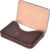 Business Card Case, Flip Style, PU Leather, High-Quality Business Card Holder with Magnetic Closure, Pocket Business Name Card Holder, Credit Card Holder / Wallet for Men and Women (Brown)