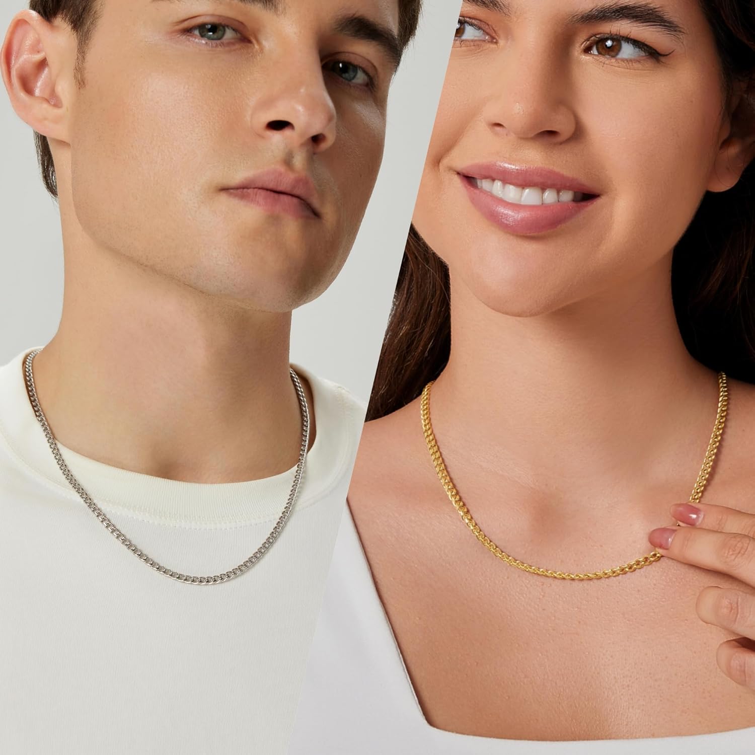 3 Pcs Cuban Link Chain Necklace for men, 4mm Stainless Steel Silver Black and 18K Gold Plated Chains Necklace men Women, 18"/22"/26"/30 Inches - Image 5