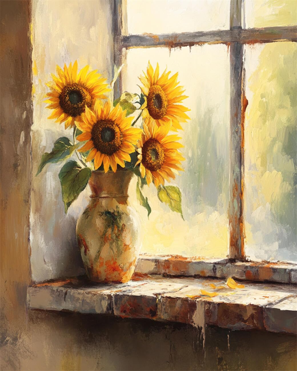 RKFLGEW 14CT Counted Cross Stitch Kits Sunflowers in A Vase DIY Embroidery for Adults Beginner Needlework Kit with Patterns Needlepoint Art 40x50cm