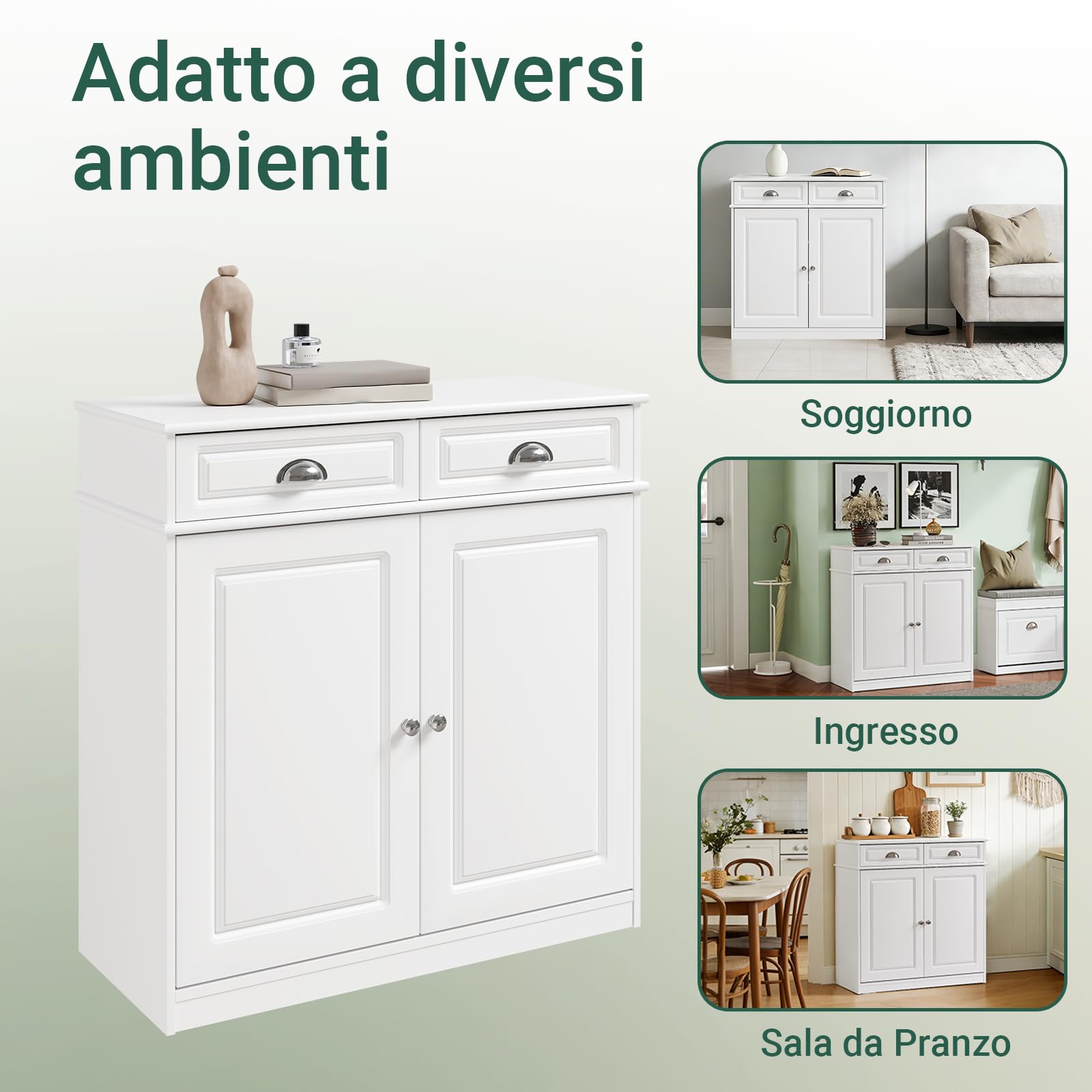 SoBuy Scarpiera Ingresso, Mobile Ingresso per 12-15 Paia di Scarpe, Scarpiera Bianca, Credenza per Corridoio, Soggiorno o Cucina, MDF (E1) - 80x35x82cm FSB104-W