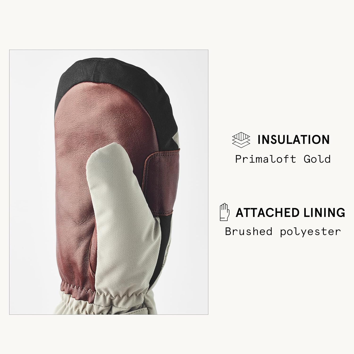 Hestra Unisex CZone Mellow Mitt, Waterproof & Windproof Insulated Leather Mitten, Alpine Skiing & Snowboarding, Men & Women - Image 5