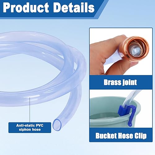 Miniatura 3 de Paquete de 2 mangueras de sifón de 34 pulgadas × 6 pies, manguera de sifón de gas para transferencia de gasolinacombustibleagua, manguera