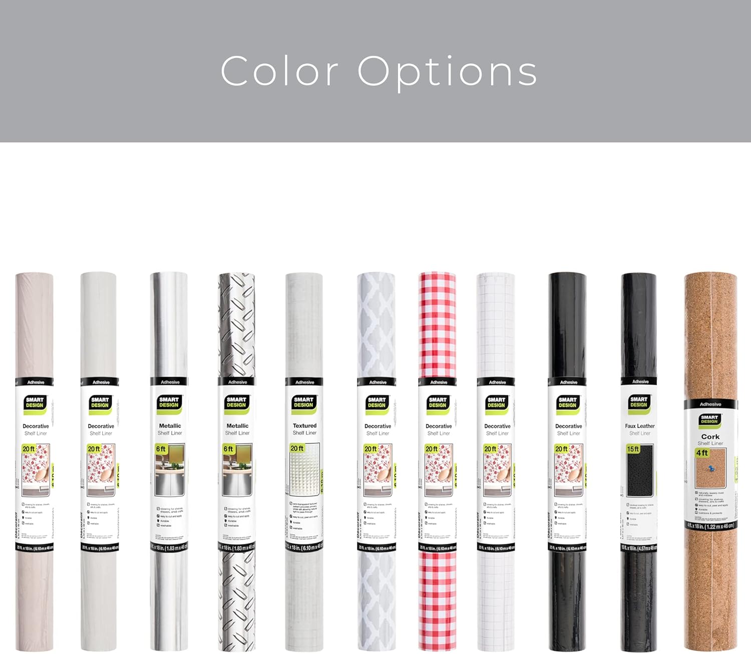 Smart Design Adhesive Shelf Liner - 18 Inch x 120 Feet Total (Set of 6 Rolls) - Drawer Cabinet Paper - Kitchen - Ruby Red Gingham