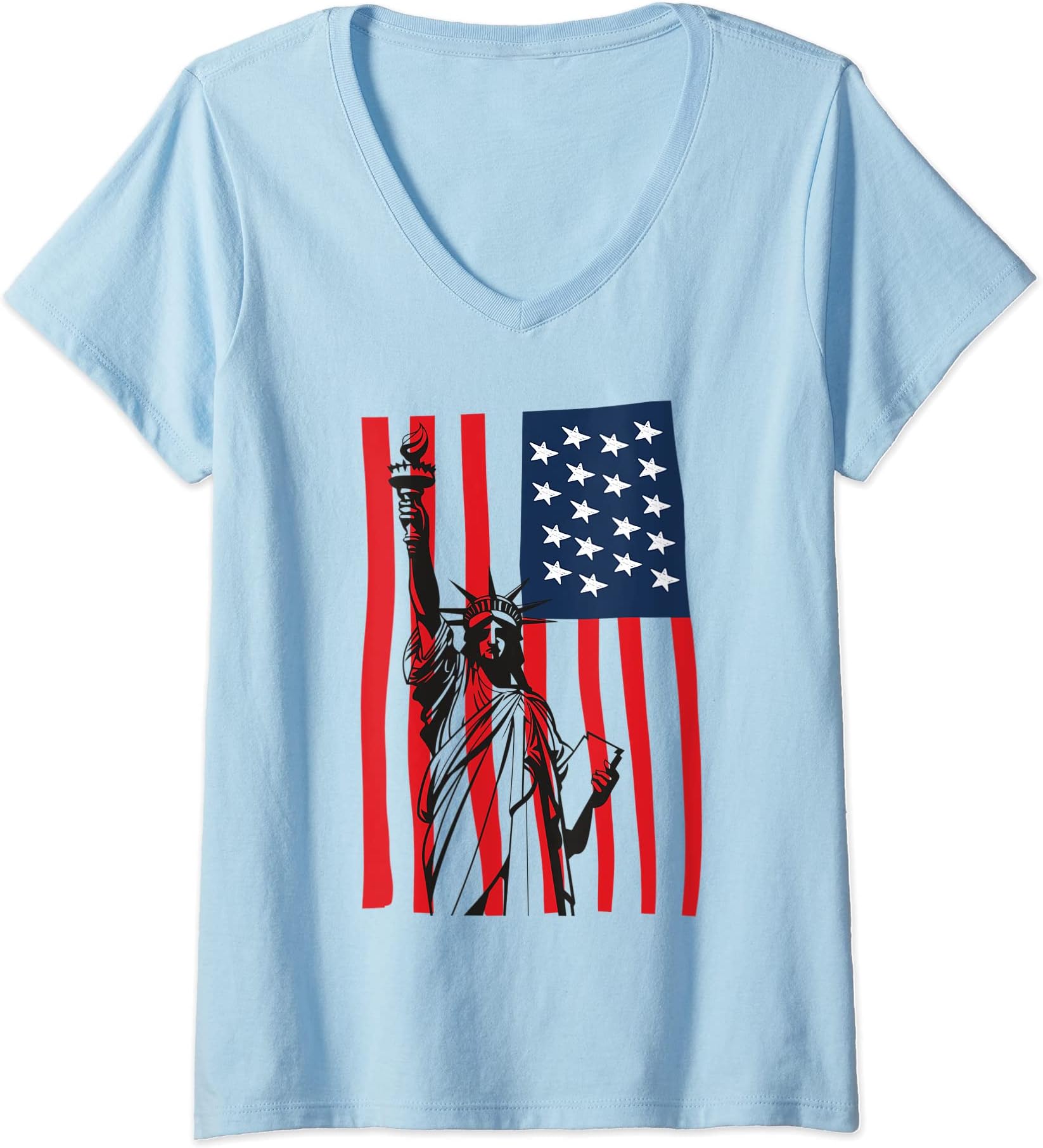 New York City NYC Big AppleWomens New York Retro Statue of Liberty US Flag Big Apple NYC Proud V-Neck T-Shirt