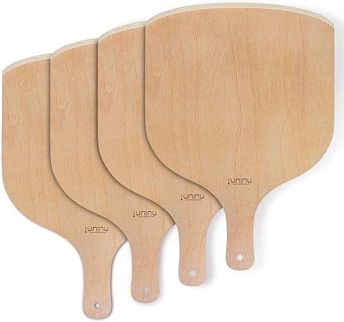 Miniatura 7 de Paquete de 2 cáscaras de madera para pizza, juego de paletas grandes de pizza de 12 pulgadas para horno, piedra, sartén o parrilla, espátula para