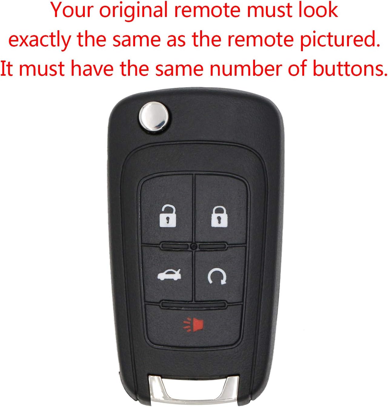 Keyless Remote 5 Button Flip Car Key Fob for Vehicles That Use FCC OHT01060512 Replacement for part numbers: 13504199, 20979468, 13574863, 13500221, 5912545 Fits 2010-2017 Buick Allure Encore Lacrosse