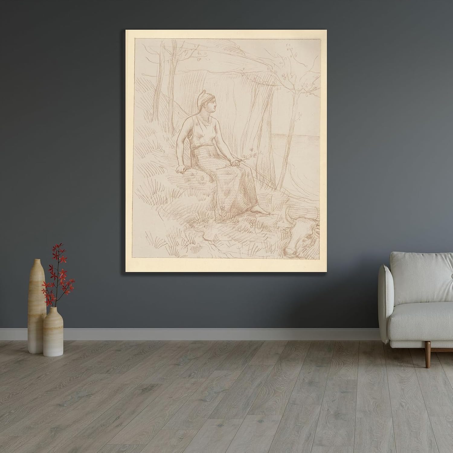 ArtDirect Woman sitting in a landscape Unframed Art Print Giclee Poster by Pierre Puvis de Chavannes - Ready for Framing with Customization Sizes 8x10, 11x13, 16x19, 24x29, 36x43 and 48x58 inches