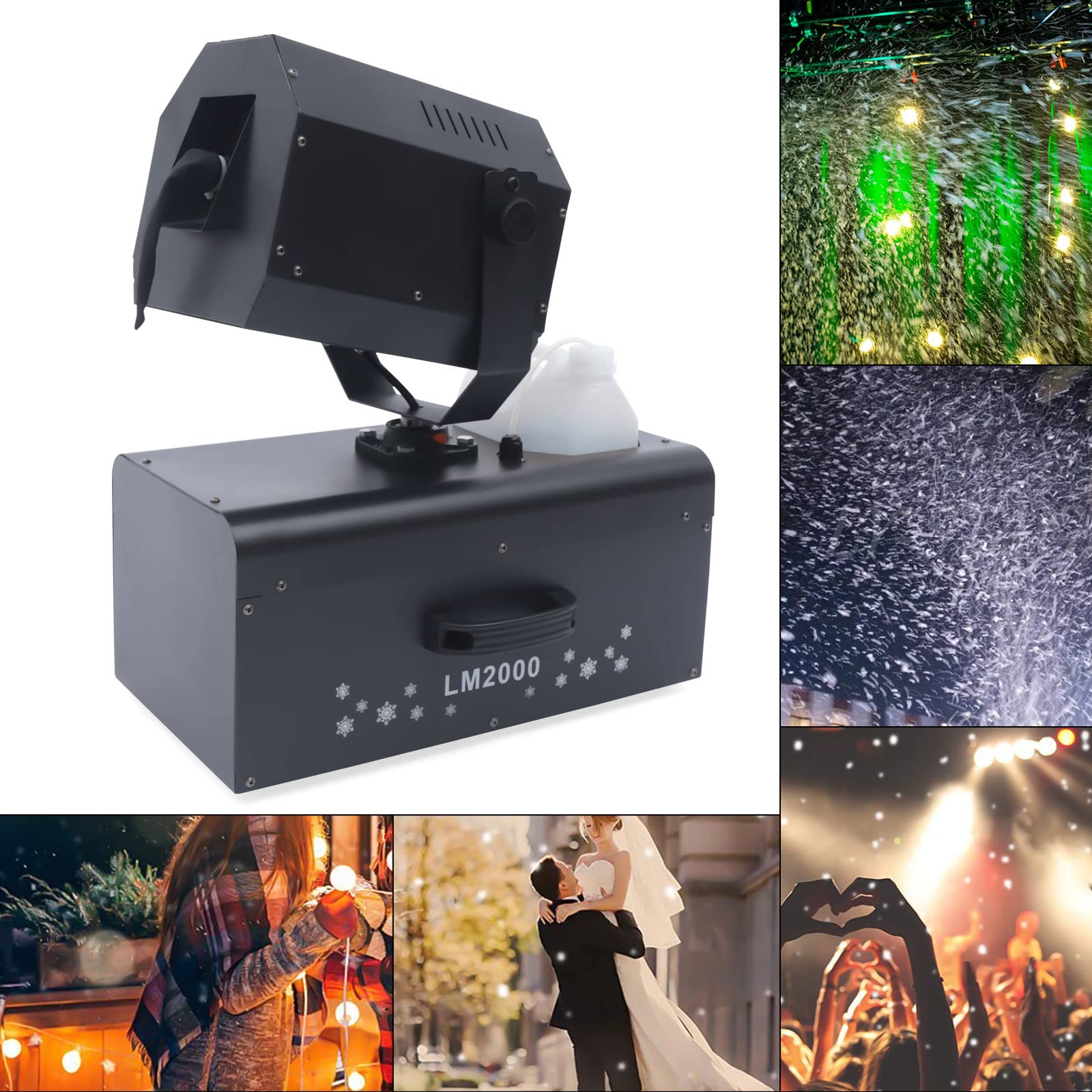 2000W Snow Machine,Snow Maker Machine Snowflake Making with Remote Control Remote Control Snowmaker for Party Indoor Wedding Stage Effect Parades Fiestas Holidays