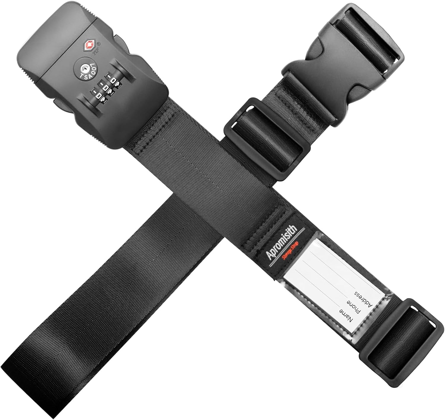 Cross Luggage Strap Belt for 20″-28″ Suitcase with TSA Approved 3-Dial Combination Lock Wide Adjustable Packing Straps Travel Accessories, Black