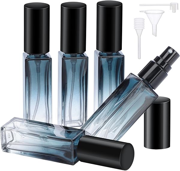 Segbeauty Extracteur Diffuseur de Parfum, Bouteille Vaporisateur de Parfum 10ml, 5 Pièces Atomiseur de Parfum Rechargeable, Flacon de Parfum Vide en Verre, Petits Flacons de Parfums (Bleu Dégradé) - 1