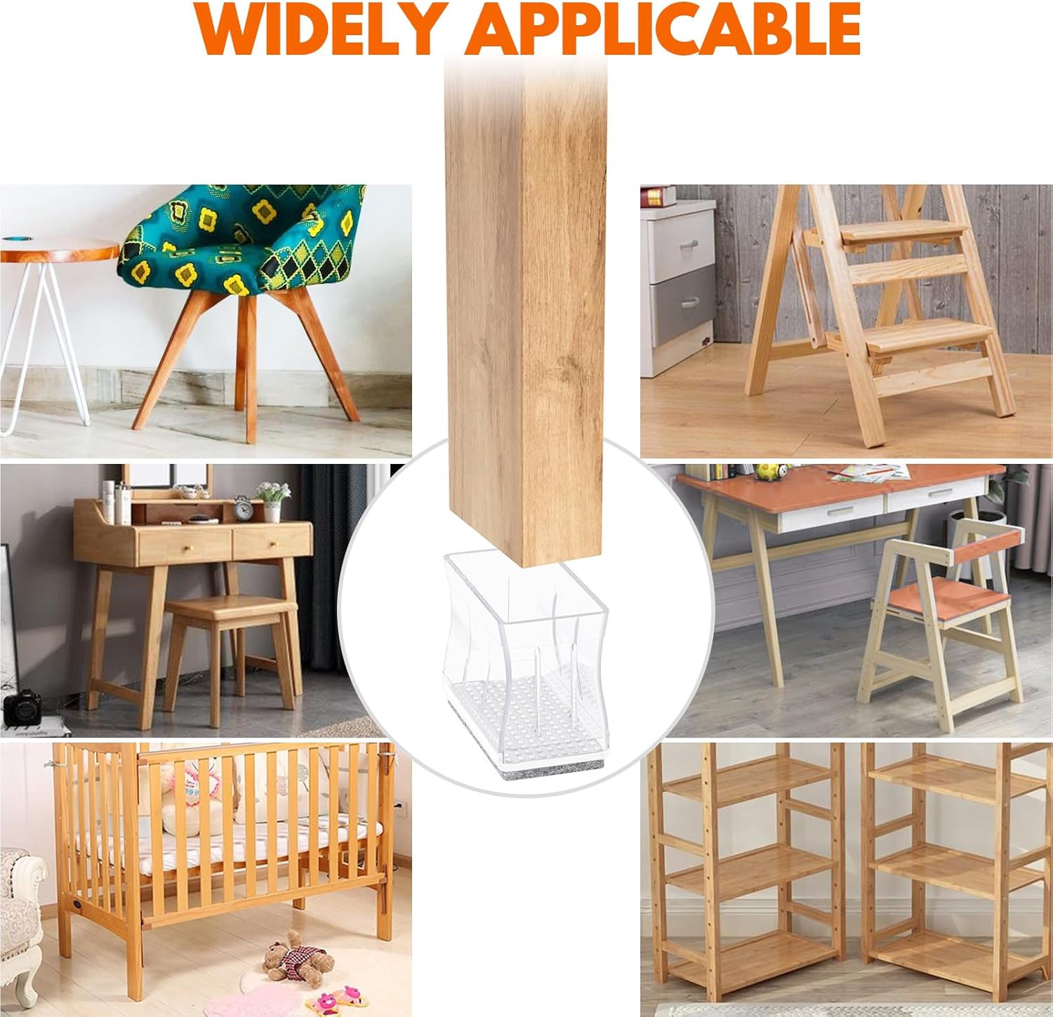 16 PCS Rectangle Chair Floor Protectors for Hardwood Floors Silicone Covers,Felt Pads is Upgraded and Thickened Furniture Foot Protectors, Anti-Scratch & No Noise.(Clear-Large 1" x 1.75")