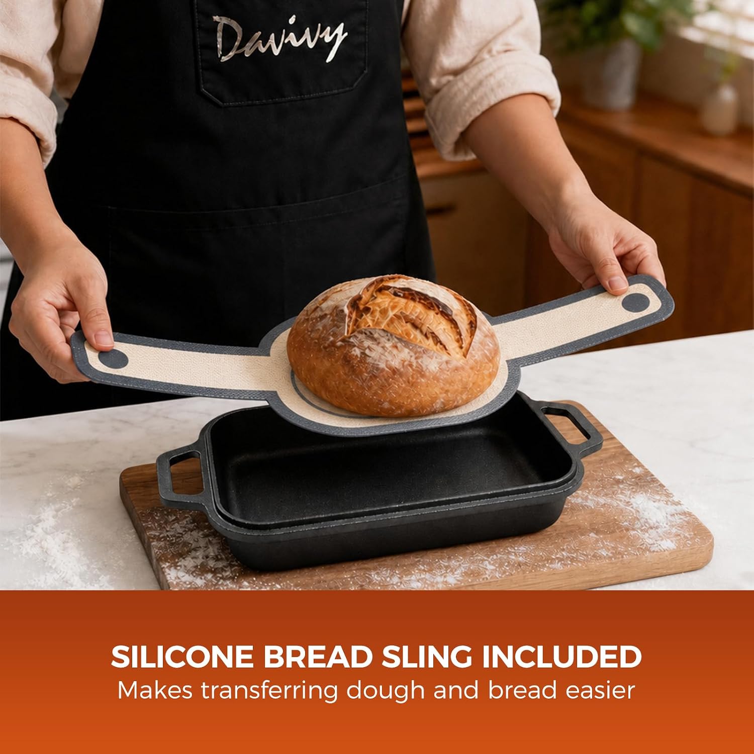 Davivy 5.78QT Cast Iron Bread Oven, Sourdough Dutch Oven for Bread Baking