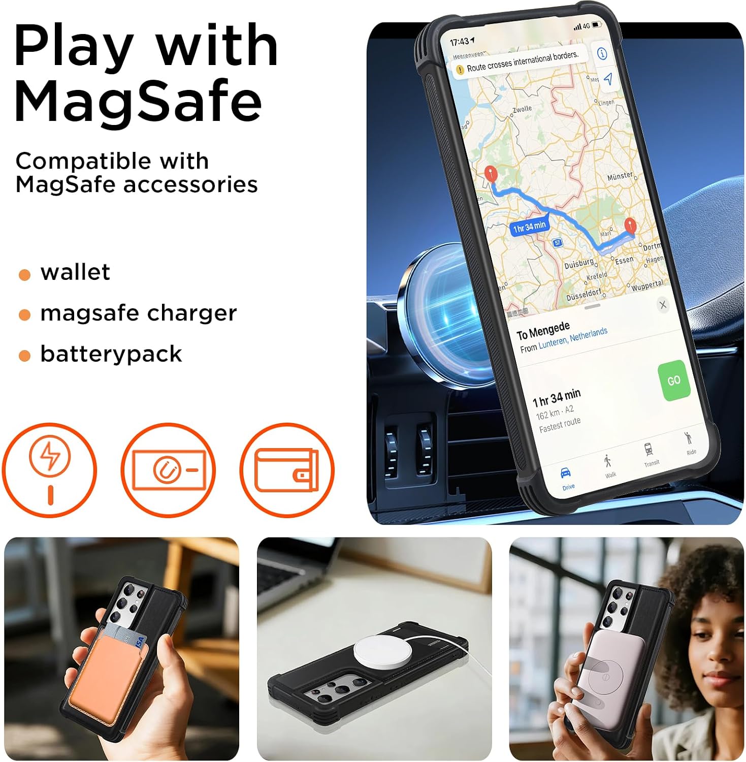 KEZiHOME Compatible for Samsung Galaxy S21 Ultra Case, Premium Genuine Leather [Built-in Kickstand] [Shockproof] [Drop-Proof], Magnetic Protective Phone Cover Case for Galaxy S21 Ultra 5G (Black)