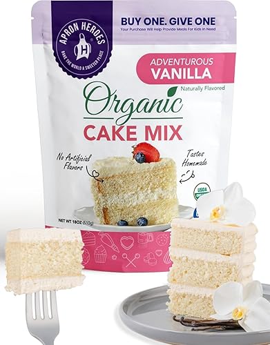 APRON HEROES - Mezcla de pastel orgánica, vainilla, sin sabores artificiales, sabor casero, ingredientes deliciosos, orgánicos y naturales, mezcla