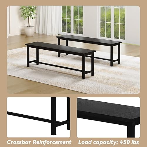 Miniatura 14 de Recaceik Juego de mesa de comedor para 4 cocinas y comedor con 2 bancos de cena, mesa de desayuno de granja para apartamento de espacio pequeño,