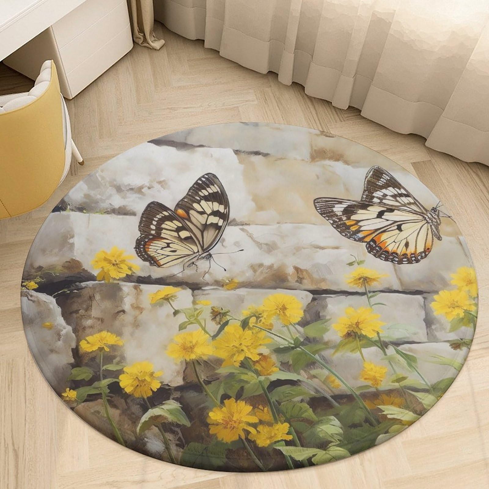 Tapis lavable rond antidérapant résistant aux taches pour sublimer le sol de votre salle à manger
