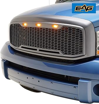EAG استبدال شبكة ABS العليا LED مع أضواء LED من العنبر - فحم رمادي يصلح ل 06-08 Ram 1500 / 06-09 Ram 2500/3500