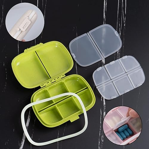 Miniatura 3 de Pastillero de viaje con 8 compartimentos, a prueba de humedad, pequeño pastillero para bolsillo, pastillero diario, contenedor portátil para
