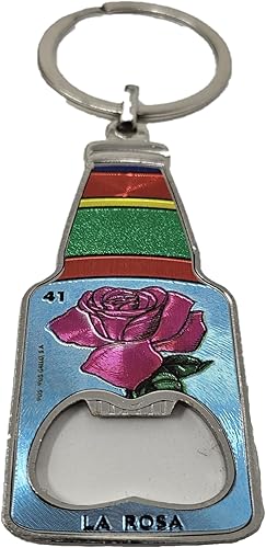 Tarjetas de personajes de lotería mexicana llavero abrebotellas en uno. Perfecto para Rose Rosa en la familia. Llavero abridor de botellas es un