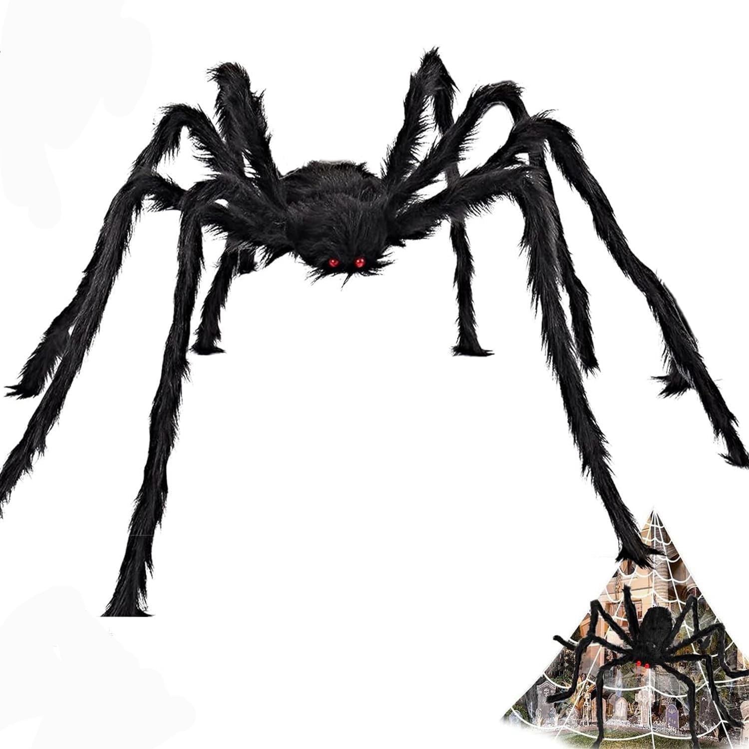 Araña Peluda Gigante 150cm Halloween Decoración Araña Grande Negra Realista