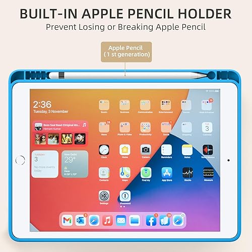 Miniatura 207 de Akkerds - Funda para iPad 10.2 2020, iPad 8ª generación/2019, iPad 7ª generación, con soporte para lápiz. Funda protectora premium con parte trasera