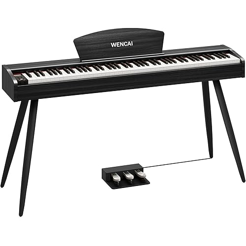 WENCAI Digital Piano 88-Key Fully Weighted Keyboard - Hammer Action Electric Piano, Full-Size Wooden Pianos for Beginner Professional Adults with Sheet Music Stand Triple Pedal, Black