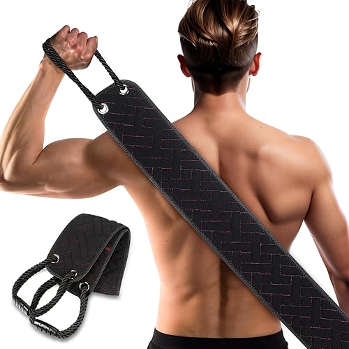 Exfoliante de espalda con asas mejoradas, exfoliante de baño de doble cara de 38.5 pulgadas, paño exfoliante para uso en la ducha, lavadora de