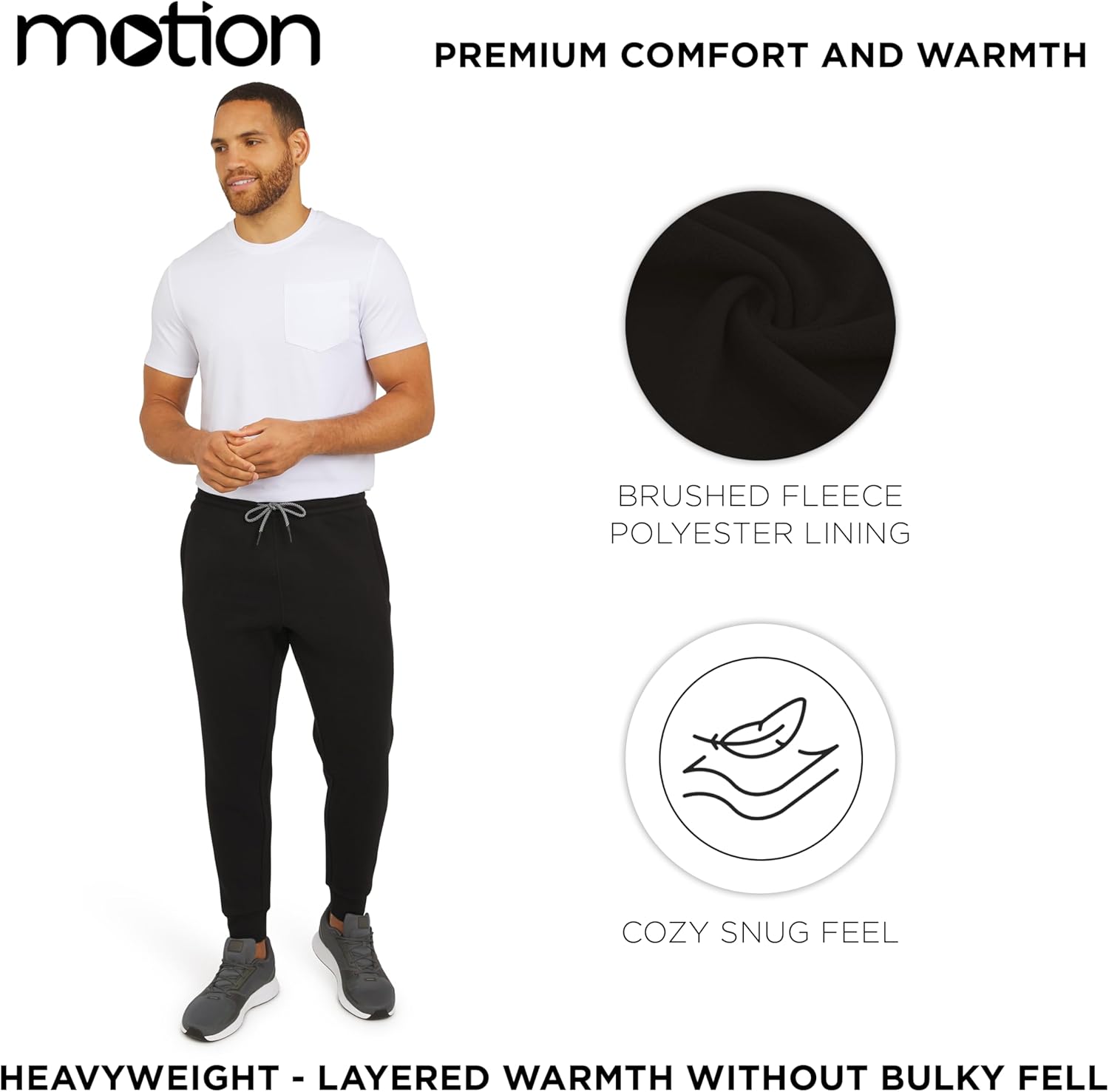 Motion Men's Classic Fit Active Performance Heavyweight Fleece Jogger Pants (S-XL) - Image 3