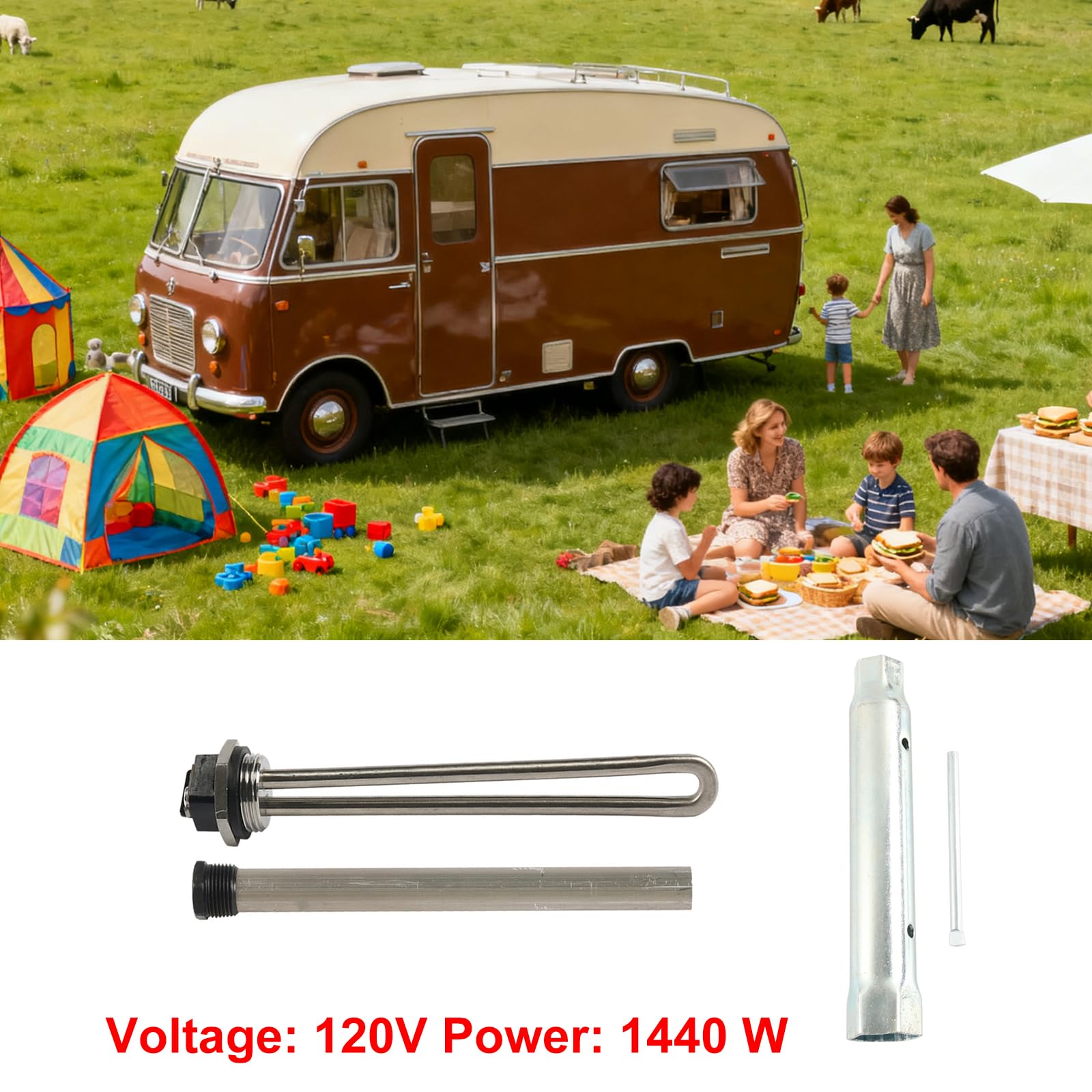 Campers Set di ricambio per scaldabagno 520900 520789 con asta anodica e manicotto resistente alla corrosione Scaldacqua parti