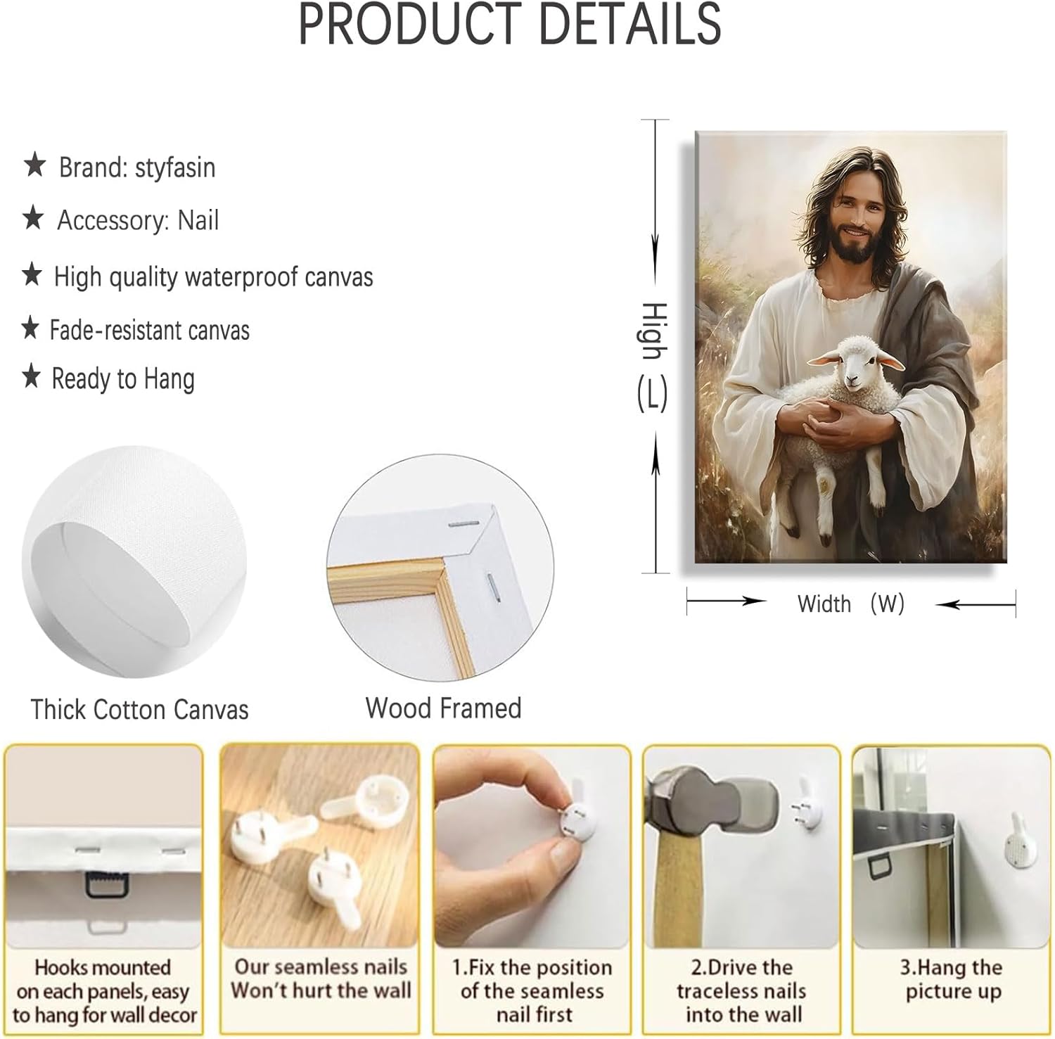 Jesus and Lamb Canvas Wall Art Jesus Saves the lost lamb Wall Decor Pictures Christian Lamb of God Painting Posters Prints for Corridor Dining Living Room Kitchen Wall Bedroom Decoration