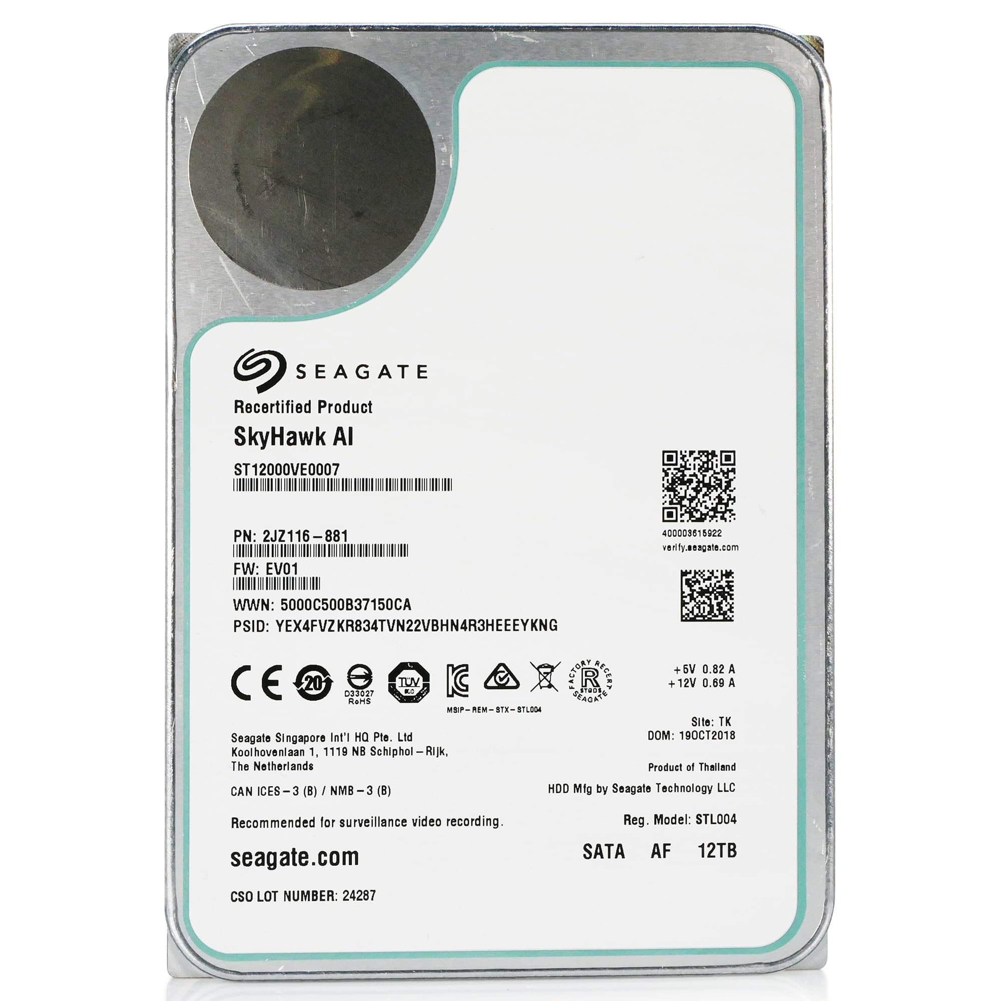 Amazon.com: Seagate Skyhawk AI 12tb HDD 3.5 Inch SATA 6Gb/s