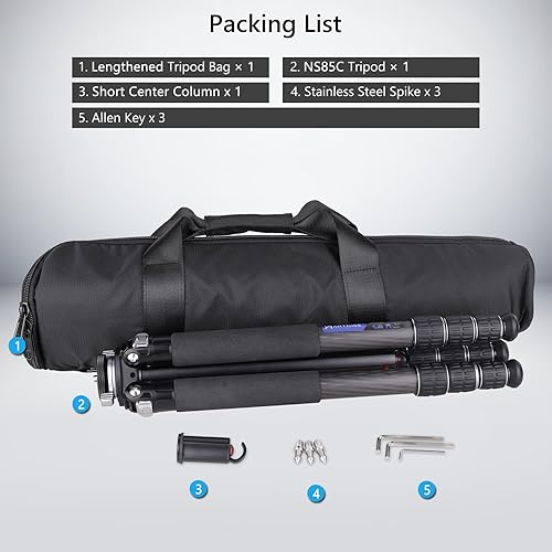 Miniatura 8 de Trípode de fibra de carbono ligero de diseño compacto Columna central de forma especial portátil Soporte de cámara de viaje de carbono resistente