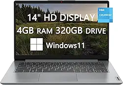 Lenovo Ideapad 1 Laptop HD de 14 polegadas para estudantes universitários e negócios, processador Intel Celeron N4020, 4 GB de RAM, 320 GB (SSD de 64 GB + cartão de 256 GB), Bluetooth, USB-C,
