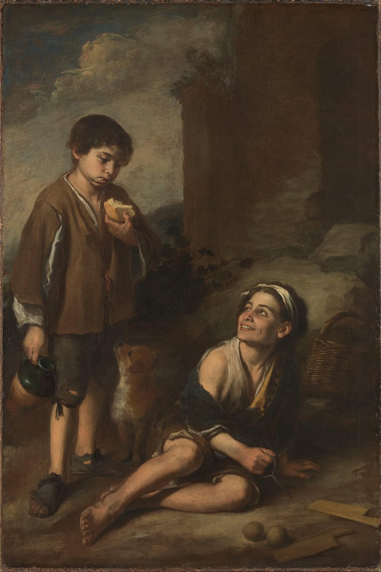 ARTXLXXBN Famous Prints Artwork Pictures Poster Painting Art Two Peasant Boys by Bartolomé Esteban Murillo Artwork Landscape Pictures for Home Decor 60x90cm