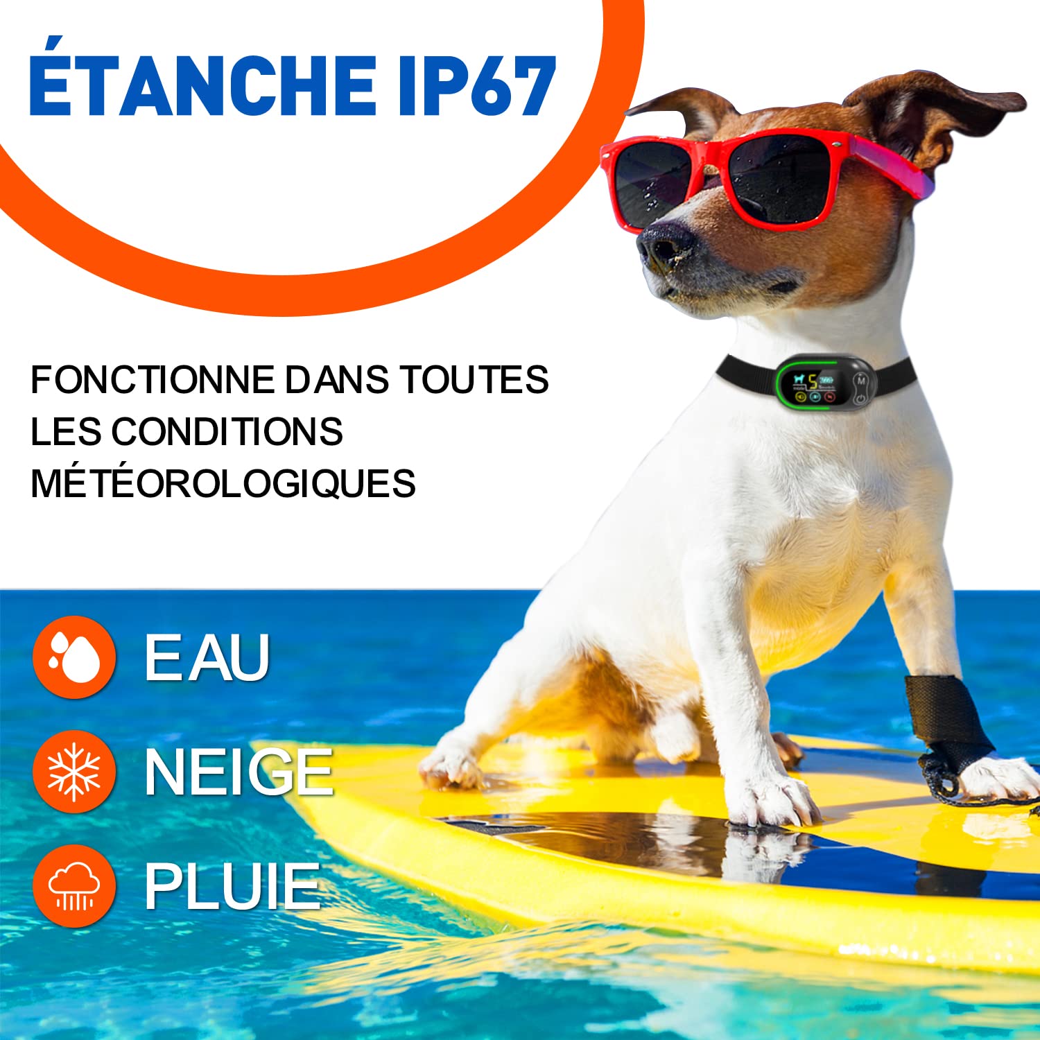 Collier Anti Aboiement Chien Rechargeable, Anti Aboiement Collier Dressage avec 4 Modes Son/Vibration/Choc Electrique, Réglable 5 Niveaux de Sensibilité, Étanche IP67 pour Petit Moyen Grand Chiens