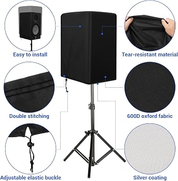 Speaker Cover for 8 Inch PA/DJ Powered Speaker Mounted on Stand