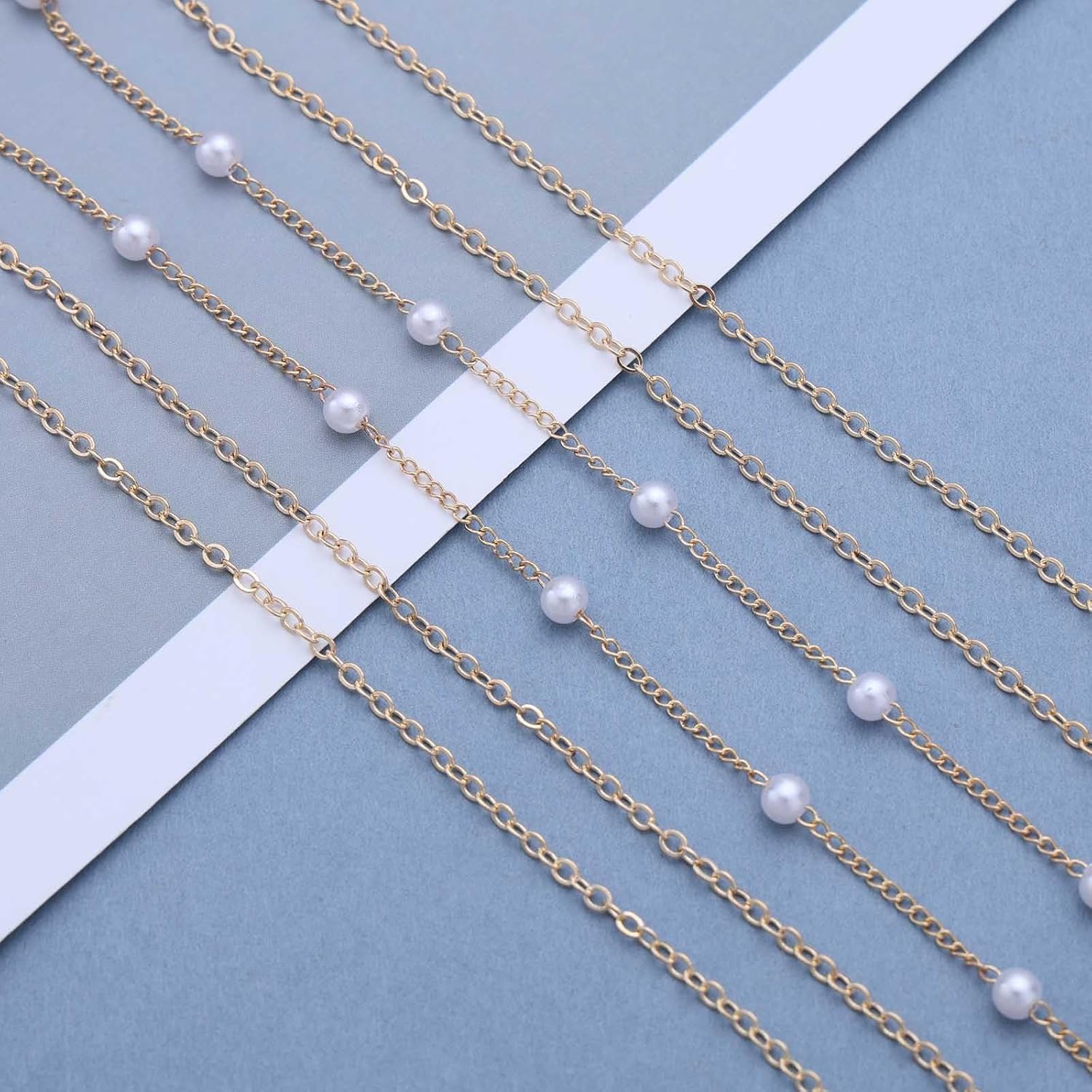 Vintage Layered Cross Pendant Necklace Boho Pearl Choker Necklace Gold Cross Choker Necklace Pearl Station Chain Necklace for Women - Image 5