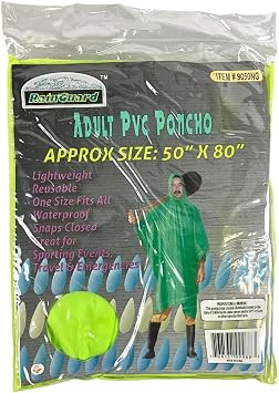RAIN GUARD 10 Mil Vinyl Rain Poncho with Hood | Expanded 50 x 80 | Reusable Waterproof Protection | Adult Size | 2 Pack