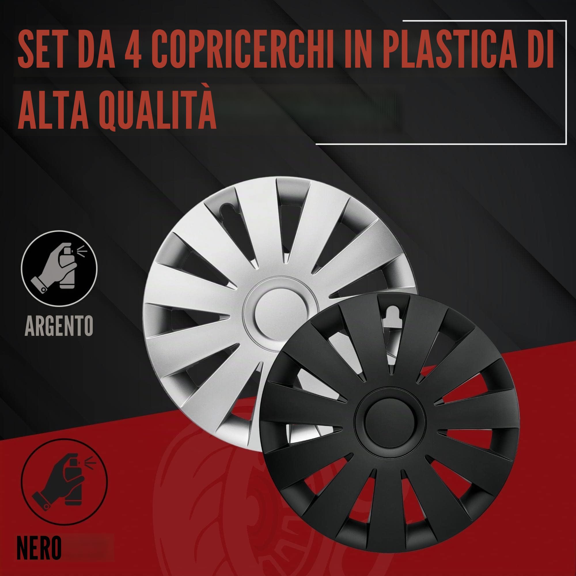 Albrecht Copricerchi neri da 15 pollici per cerchi in acciaio - Copricerchi Strike nella confezione originale Albrecht - Prodotto nell'UE