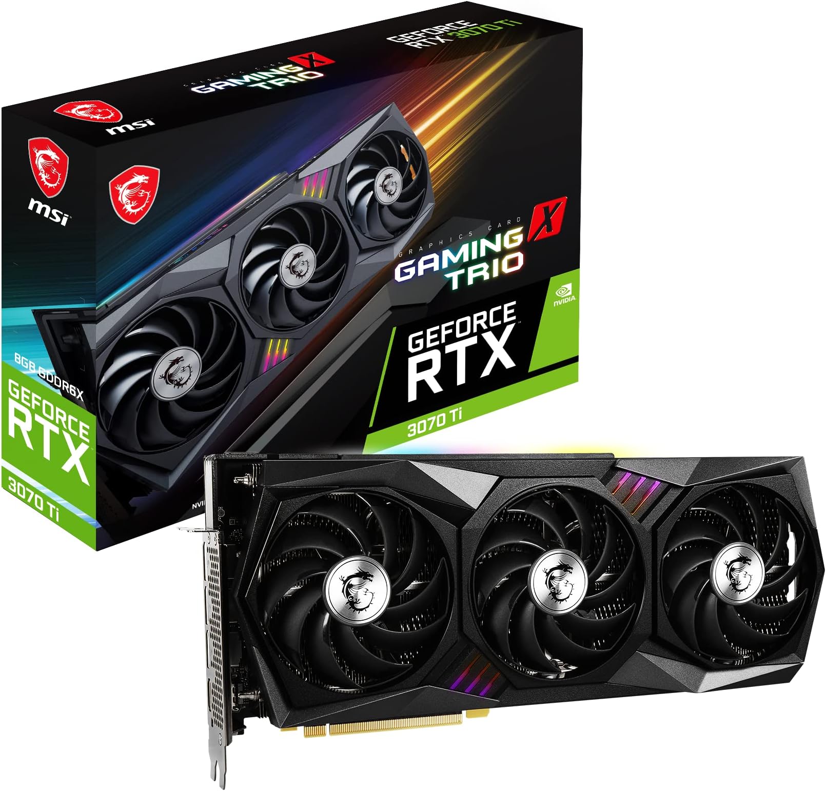 GeForce RTX 3070 Ti GAMING X TRIO 8G Gaming Graphics Card - 8GB GDDR6X, 1830 MHz, PCI Express Gen 4, 256-bit, 3x DP v 1.4a, HDMI 2.1 (Supports 4K)