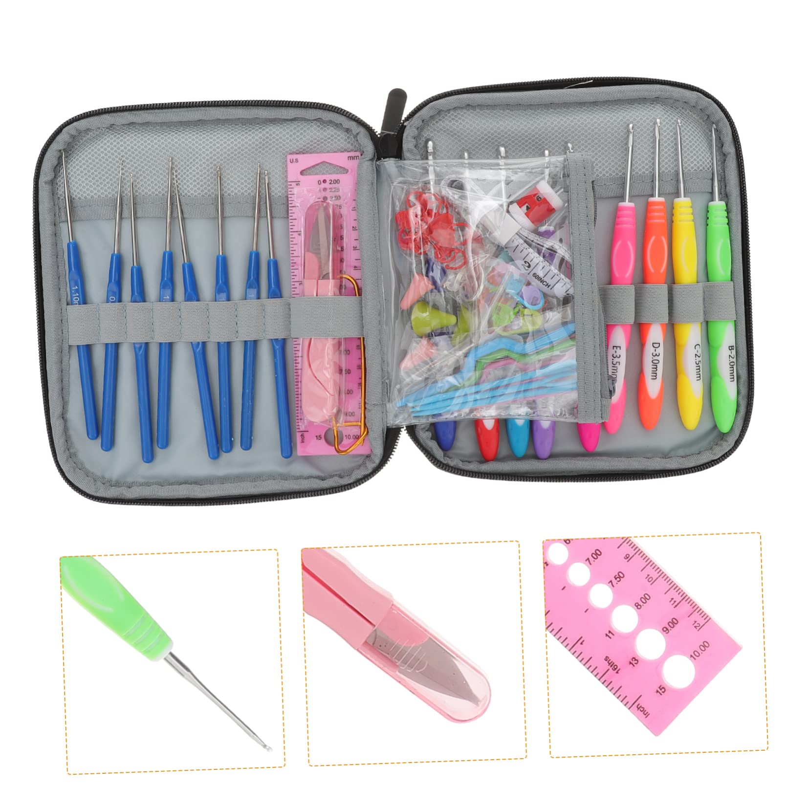 5 Juegos de Hilos de Tejido Kit de Ganchillo for Niños Kit de Ganchillo for Niños Kit de Agujas de Tejer Tamaños de Agujas de Ganchillo Kit de Tejer Mango Agujas de Tejer Marcadores de Tejer Herramien