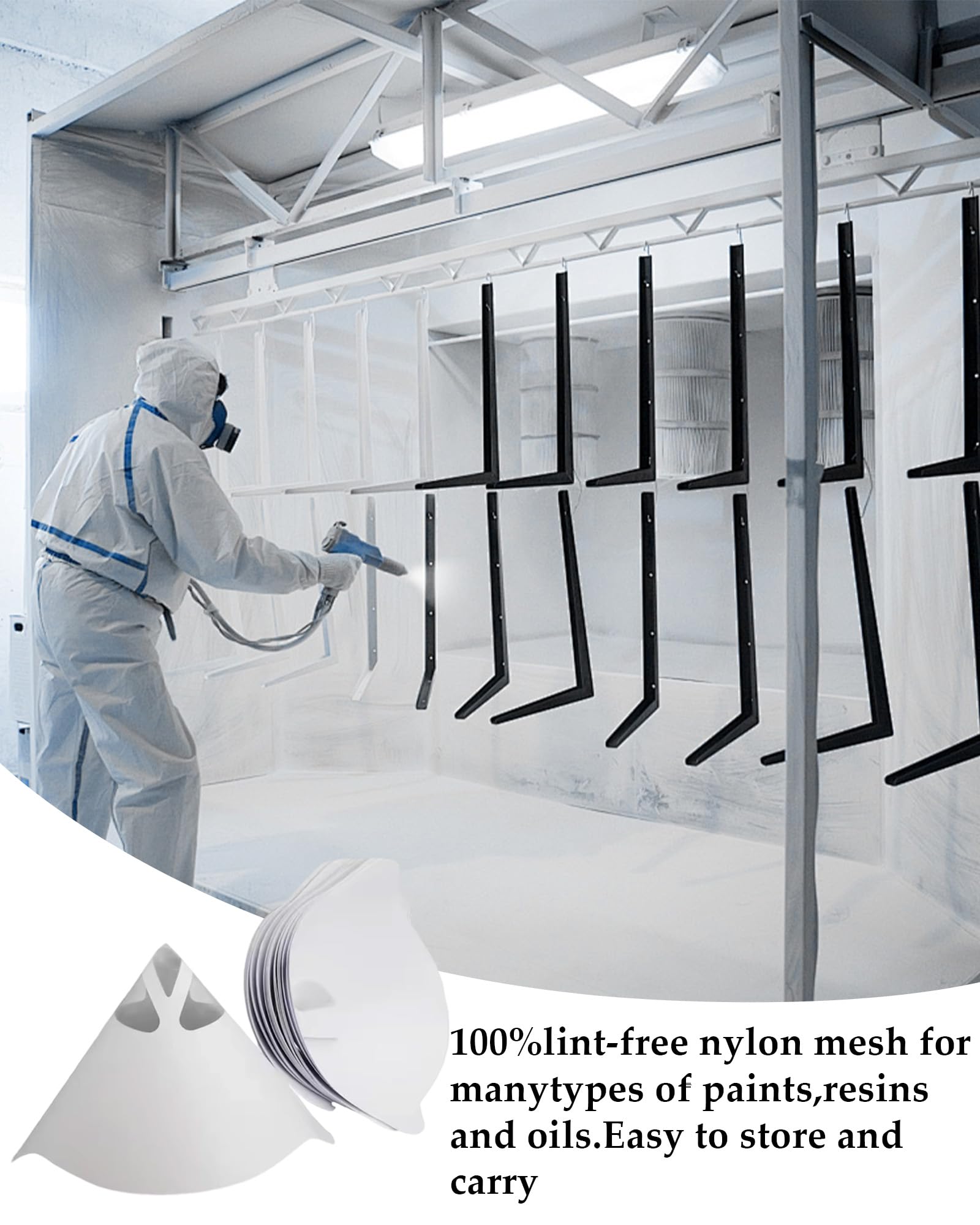 50 Pièces Filtre à Peinture, Filtres à Peinture Coniques en Papier, pour Filtrer Les Peintures et Les Vernis des Impuretés, Générique Funnel, Blanc