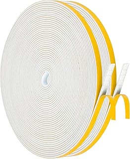 Dichtungsband Selbstklebend für Türen Fenster 6mm(B) x1.5mm(D) 20m Moosgummi Dichtband Türdichtung Fensterdichtung Zugluftstopper Wasserdicht Schalldämmung Weiß [2 Rollen mit je 10m]