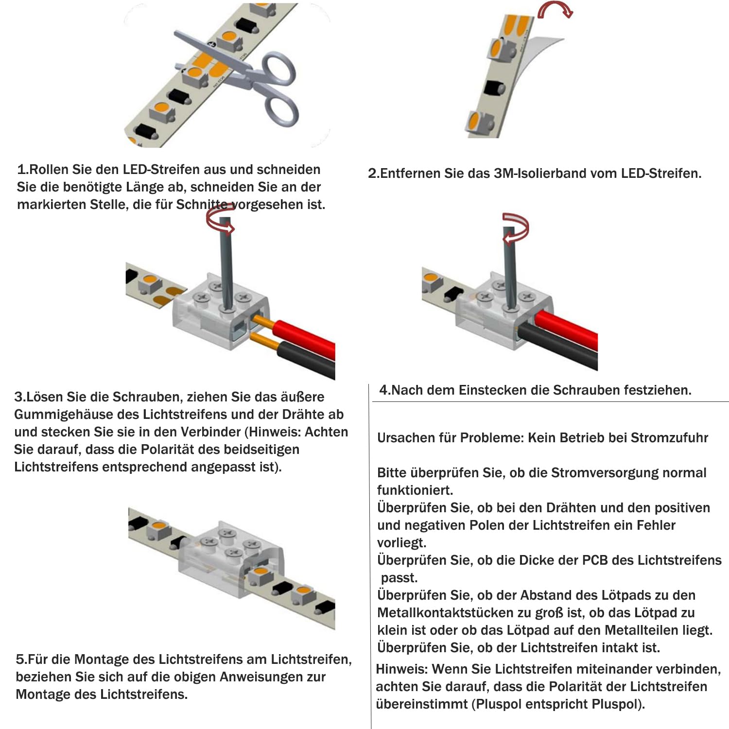 YUTOKEER Daiwu 10-teilige LED-Verbinder für LED-Streifen, 2-polig (10mm Streifen zu Streifen (8mm Streifen zu Streifen) - Image 3