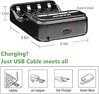 Vista 3 de Kastar Paquete de 8 baterías AA de 1.2 V 2700 mAh Ni-MH y cargador USB inteligente CMH4 compatible con cualquier capacidad de baterías AA Ni-CD