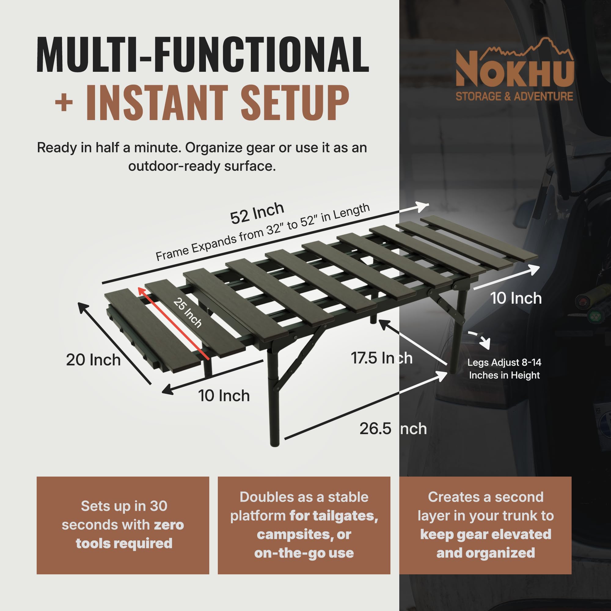 Mini Rack- Trunk Shelf Organizer Universal Fit Car Storage Accessory for SUV Hatchback Minivan Owners Compact Trunk Organizer — view 2