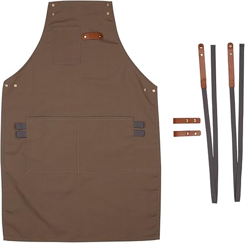 Miniatura 4 de NEOVIVA Delantal de herramientas con estilo para cocinero y mujer, con bolsillos, divertido delantal de trabajo