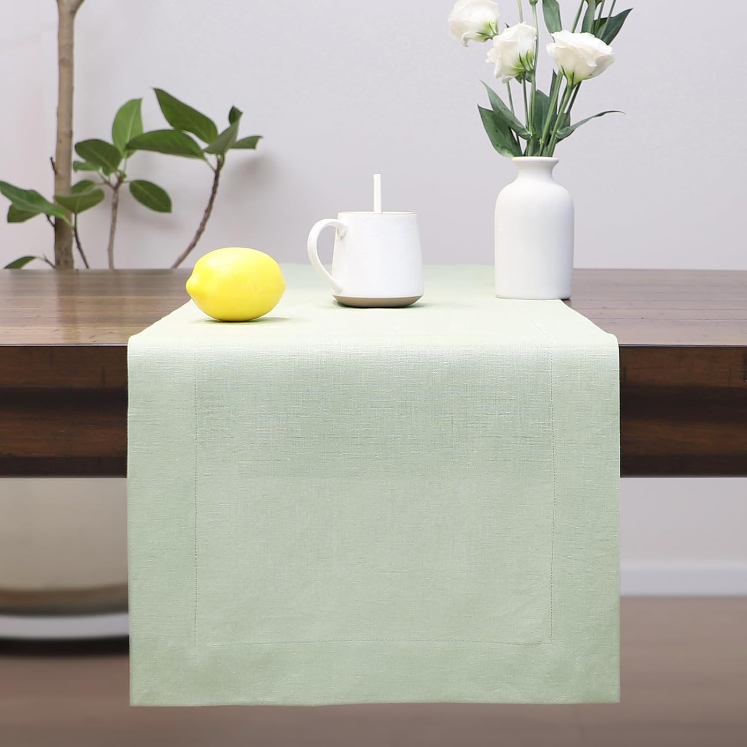 Linen Table Runner 72 Inches Long, 100% Natural Table Runners for Coffee Table Kitchen Dining Dresser Fall Thanksgiving Christmas New Year Holiday(Walnut Brown,14x72)