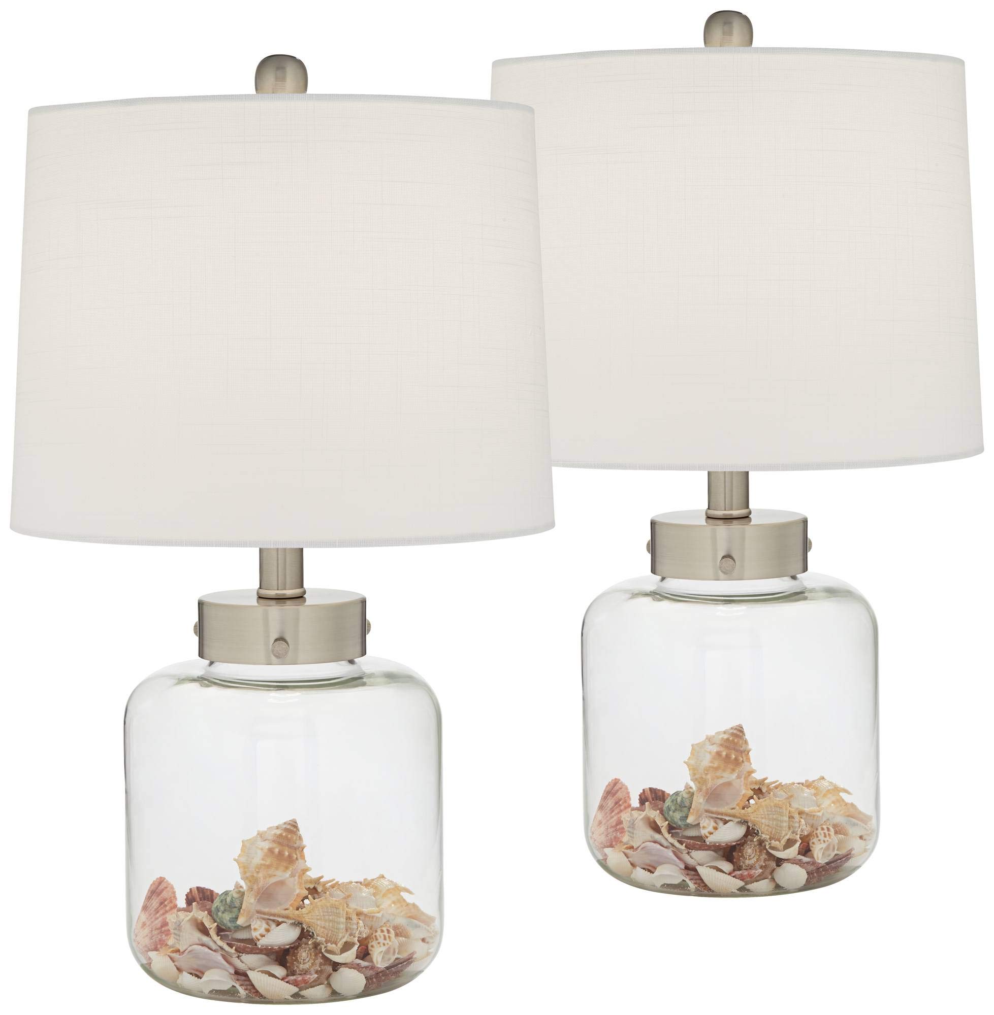 Country Coastal Small Accent Table Lamps 20.5" High Set of 2 Clear